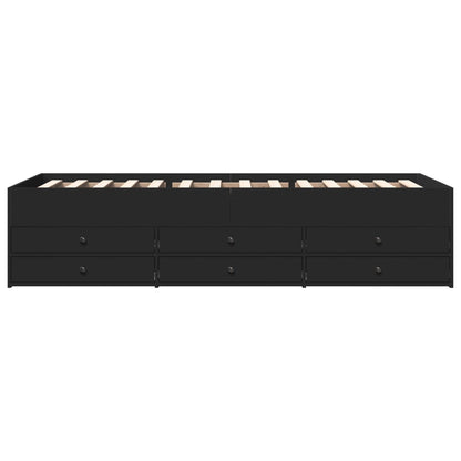 Daybed with Drawers without Mattress Black 75x190 cm Small Single