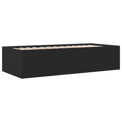 Daybed with Drawers without Mattress Black 75x190 cm Small Single