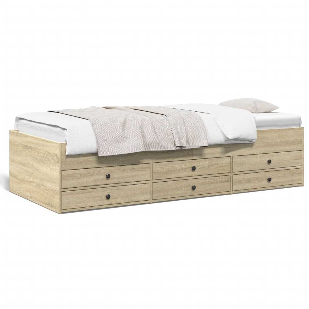 Daybed with Drawers without Mattress Sonoma Oak 75x190 cm Small Single