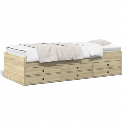 Daybed with Drawers without Mattress Sonoma Oak 75x190 cm Small Single