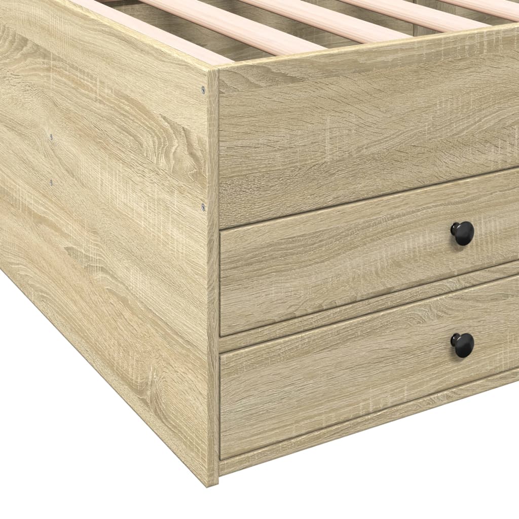 Daybed with Drawers without Mattress Sonoma Oak 75x190 cm Small Single
