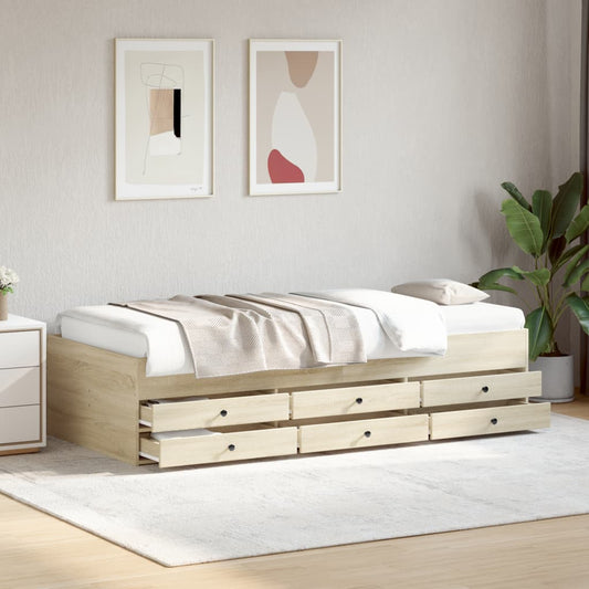 Daybed with Drawers without Mattress Sonoma Oak 75x190 cm Small Single