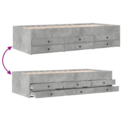 Daybed with Drawers without Mattress Concrete Grey 75x190 cm Small Single
