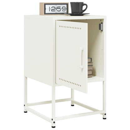 Bedside Cabinet White 36x39x60.5 cm Steel