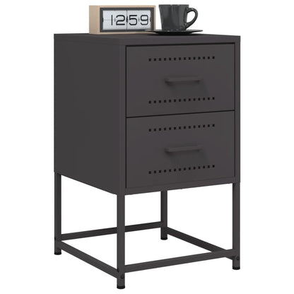 Bedside Cabinets 2 pcs Black 36x39x60.5 cm Steel
