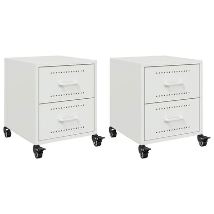 Bedside Cabinets 2 pcs White 36x39x43.5 cm Steel