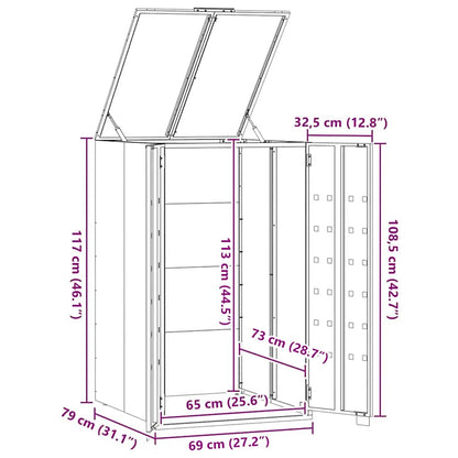 Wheelie Bin Storage for Single Bin Grey 69x79x117 cm Steel