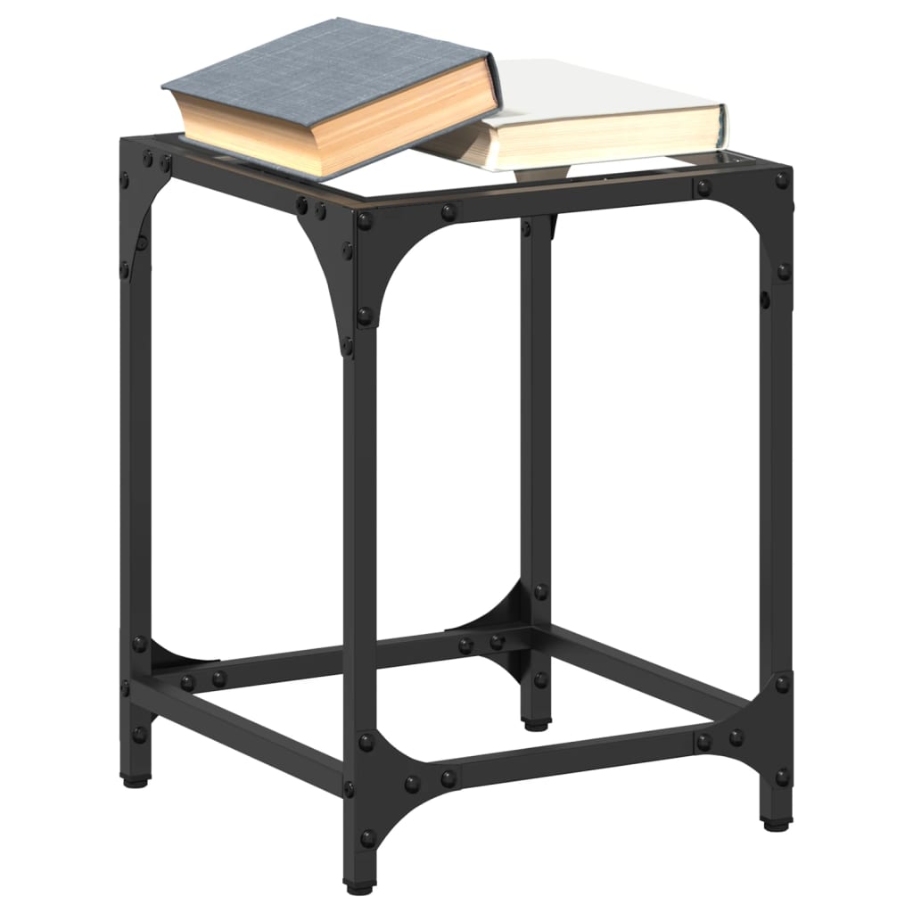 Coffee Tables with Transparent Glass Top 2 pcs 30x30x40 cm Steel