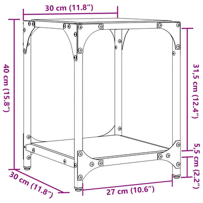 Coffee Tables with Transparent Glass Top 2 pcs 30x30x40 cm Steel