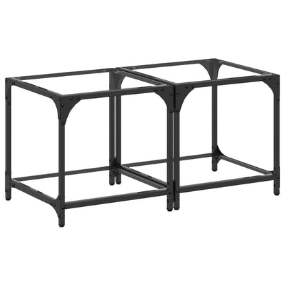 Coffee Tables with Transparent Glass Top 2 pcs 40x40x40 cm Steel