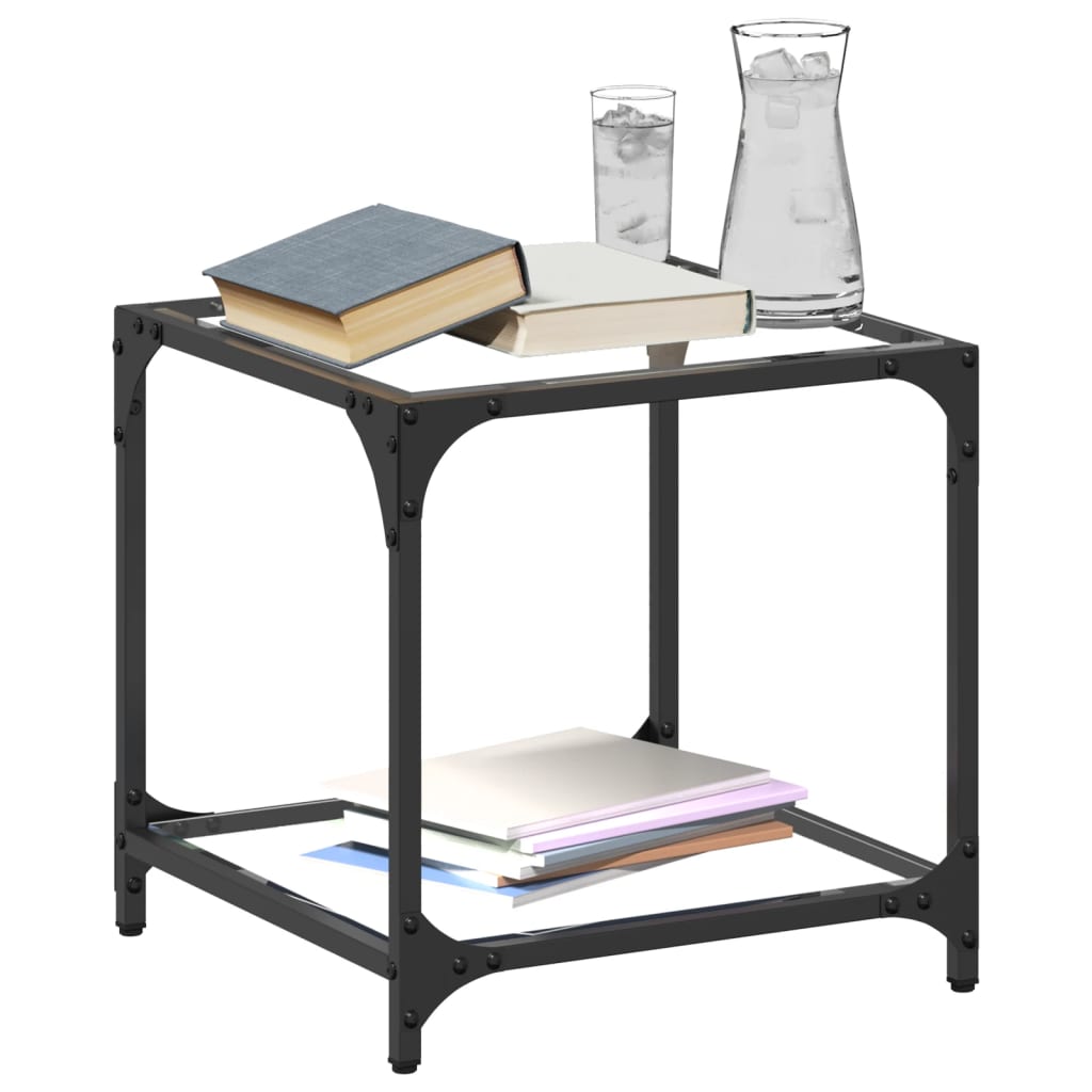 Coffee Tables with Transparent Glass Top 2 pcs 40x40x40 cm Steel