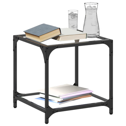 Coffee Tables with Transparent Glass Top 2 pcs 40x40x40 cm Steel