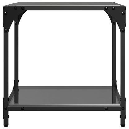 Coffee Tables with Black Glass Top 2 pcs 40x40x40 cm Steel