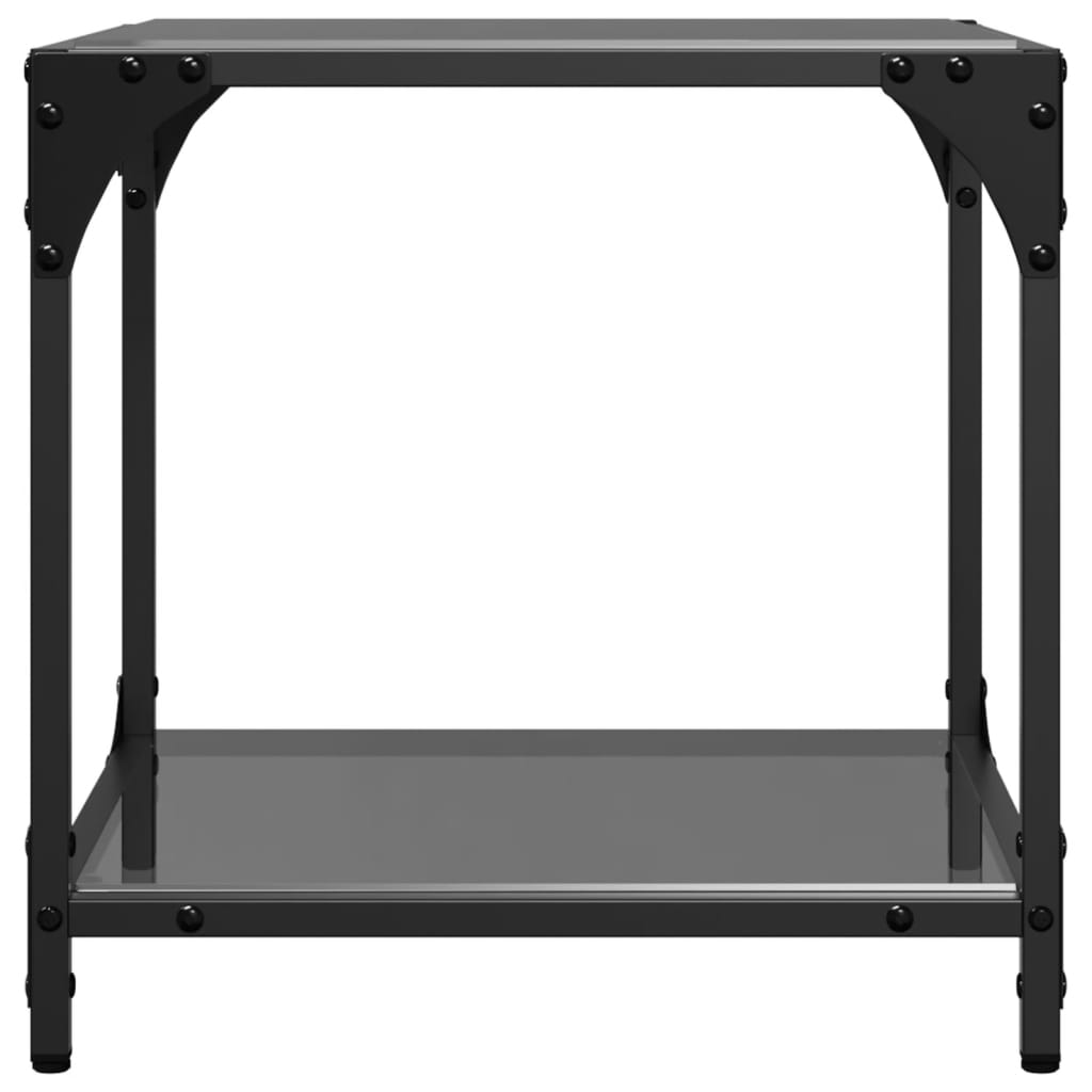 Coffee Tables with Black Glass Top 2 pcs 40x40x40 cm Steel