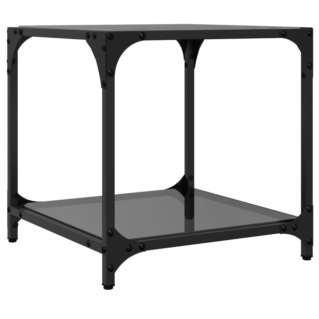 Coffee Tables with Black Glass Top 2 pcs 40x40x40 cm Steel
