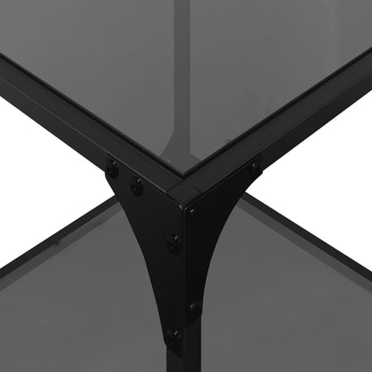 Coffee Tables with Black Glass Top 2 pcs 40x40x40 cm Steel