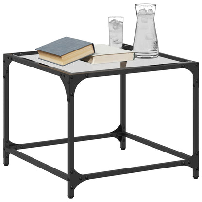 Coffee Tables with Transparent Glass Top 2 pcs 50x50x40 cm Steel