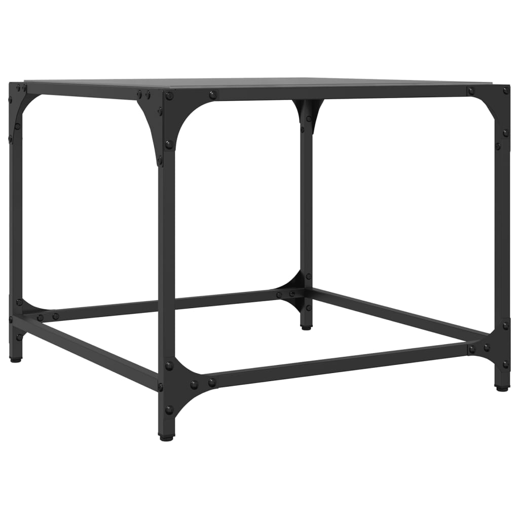 Coffee Tables with Black Glass Top 2 pcs 50x50x40 cm Steel
