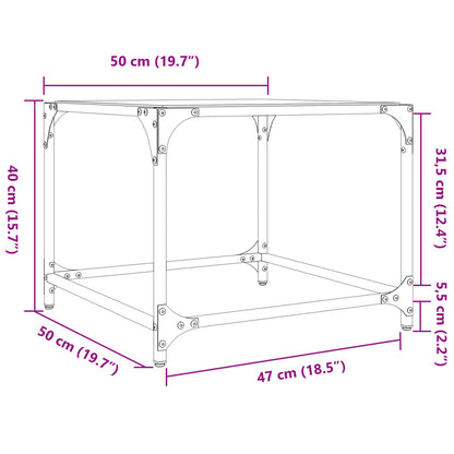 Coffee Tables with Black Glass Top 2 pcs 50x50x40 cm Steel