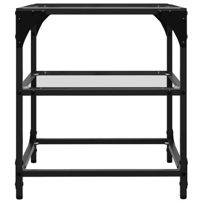 Coffee Tables with Transparent Glass Top 2 pcs 40x40x45 cm Steel