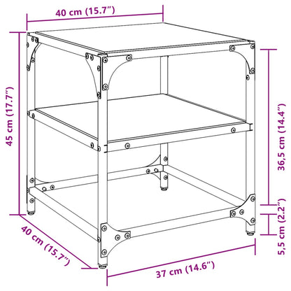 Coffee Tables with Black Glass Top 2 pcs 40x40x45 cm Steel