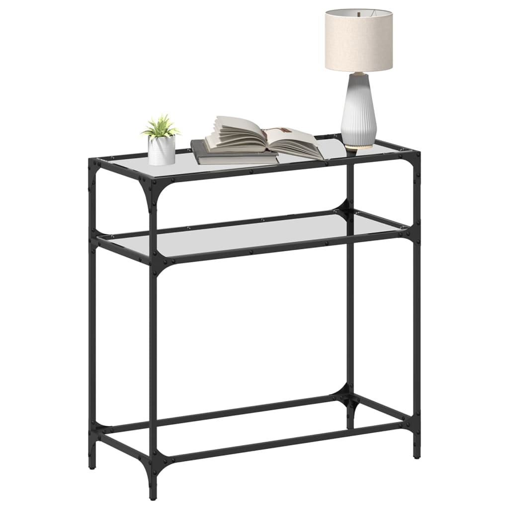 Console Table with Transparent Glass Top 80x35x81 cm Steel