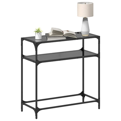 Console Table with Black Glass Top 80x35x81 cm Steel