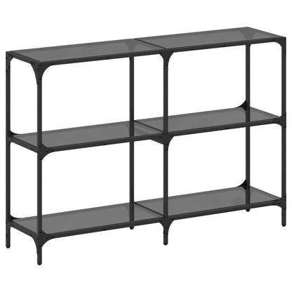 Console Table with Black Glass Top 118.5x30x81 cm Steel