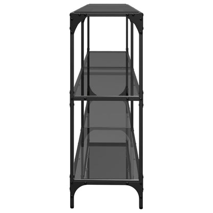 Console Table with Black Glass Top 194.5x30x81 cm Steel