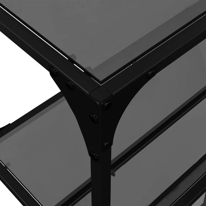 Console Table with Black Glass Top 194.5x30x81 cm Steel