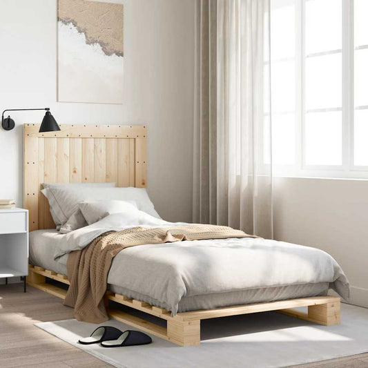Bed Frame without Mattress with Headboard 90x200 cm Solid Wood