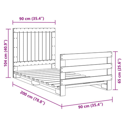 Bed Frame without Mattress with Headboard 90x200 cm Solid Wood