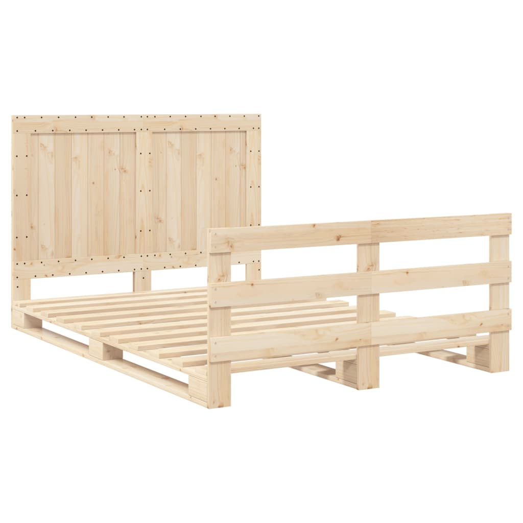 Bed Frame without Mattress with Headboard 140x200 cm Solid Wood
