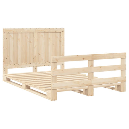 Bed Frame without Mattress with Headboard 140x200 cm Solid Wood
