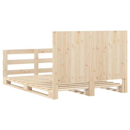 Bed Frame without Mattress with Headboard 140x200 cm Solid Wood
