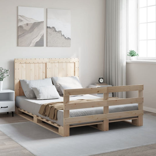 Bed Frame without Mattress with Headboard 140x200 cm Solid Wood