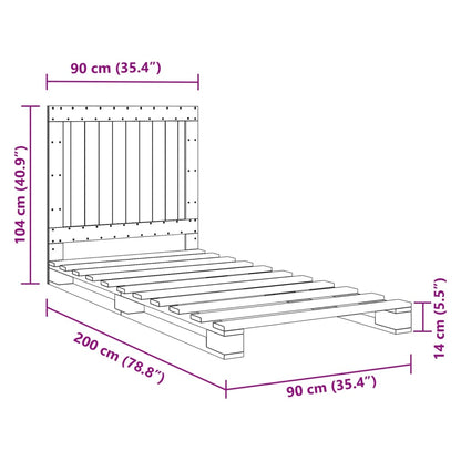 Bed Frame without Mattress  Grey 90x200 cm Solid Wood Pine