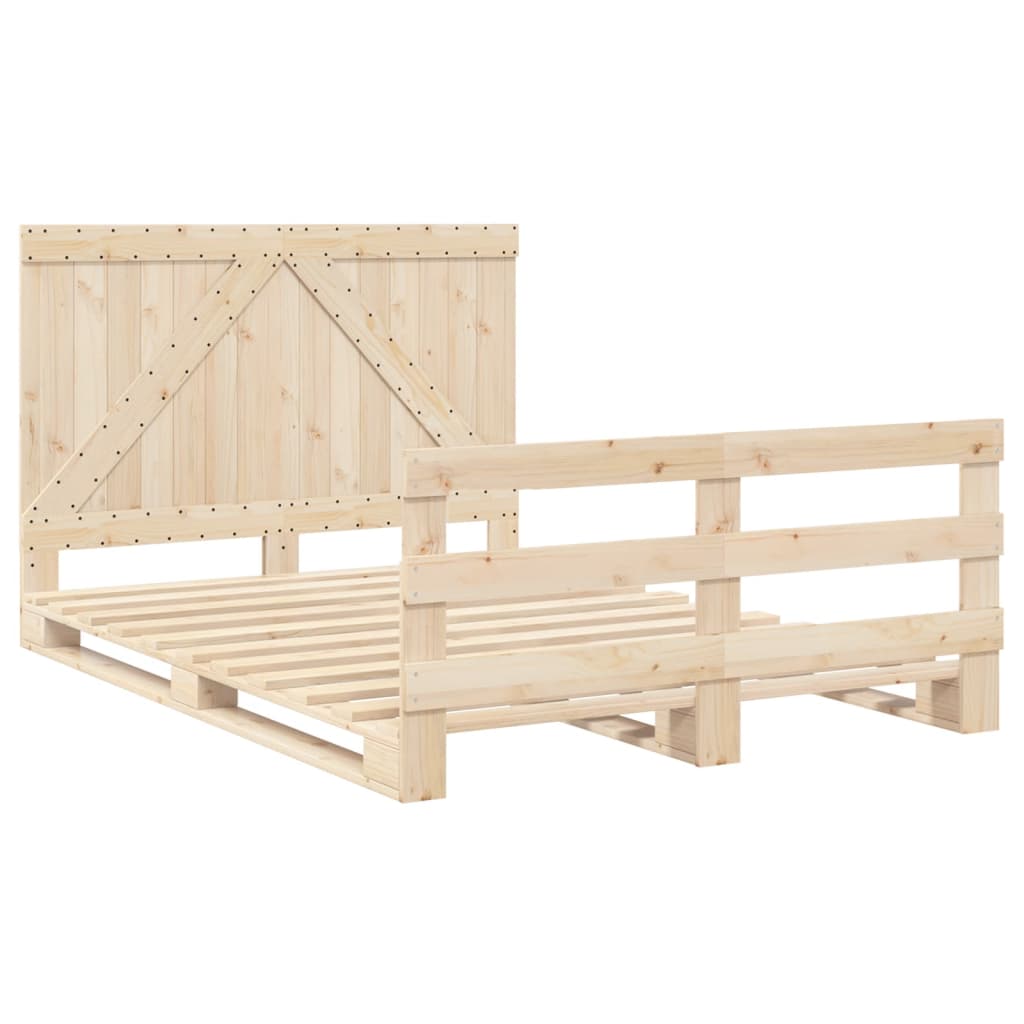 Bed Frame without Mattress with Headboard 140x200 cm Solid Wood