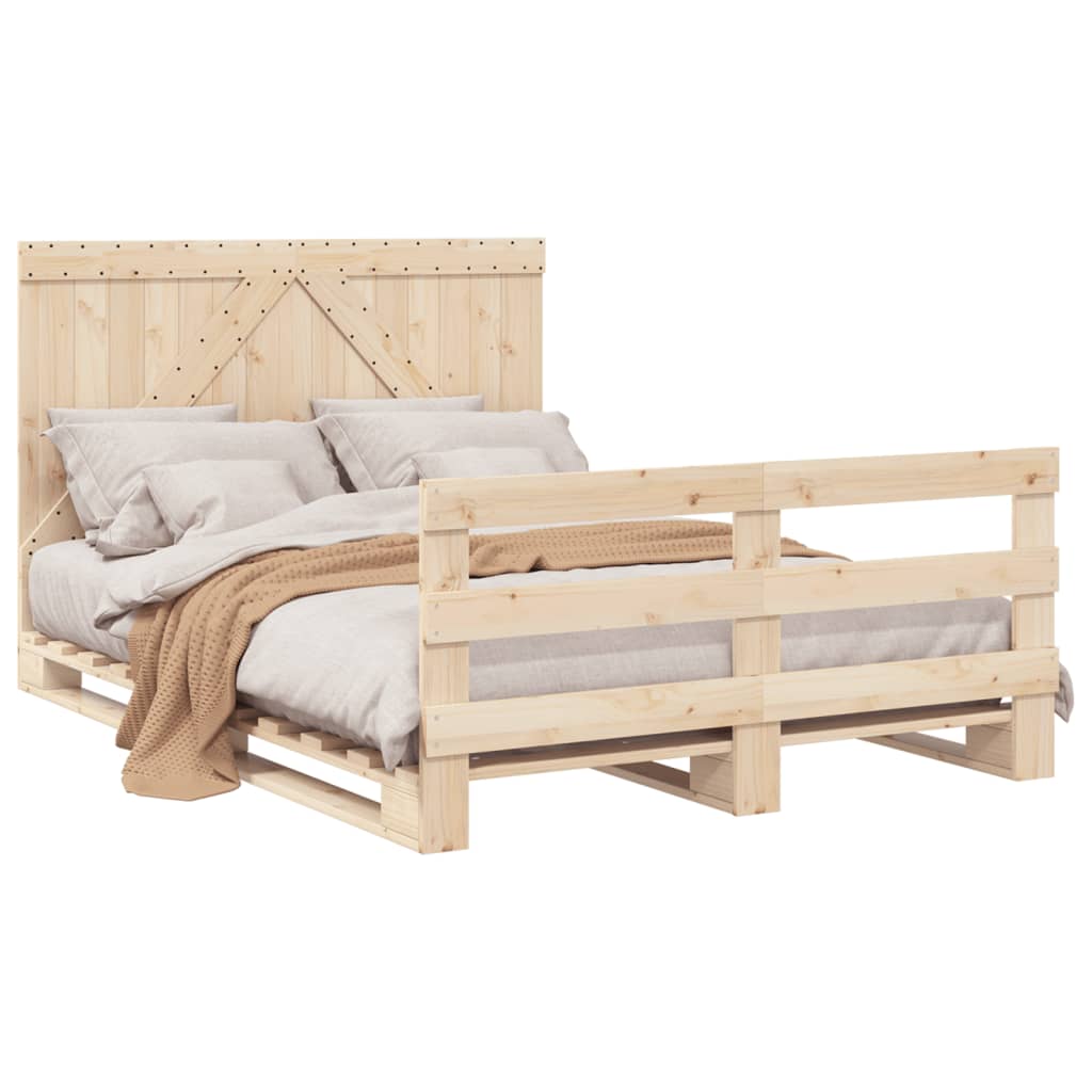 Bed Frame without Mattress with Headboard 140x200 cm Solid Wood