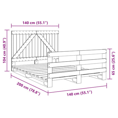 Bed Frame without Mattress with Headboard 140x200 cm Solid Wood