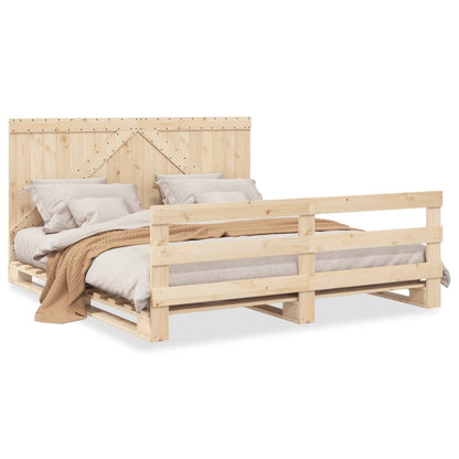 Bed Frame without Mattress with Headboard 200x200 cm Solid Wood