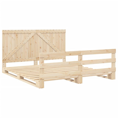 Bed Frame without Mattress with Headboard 200x200 cm Solid Wood