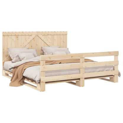Bed Frame without Mattress with Headboard 200x200 cm Solid Wood