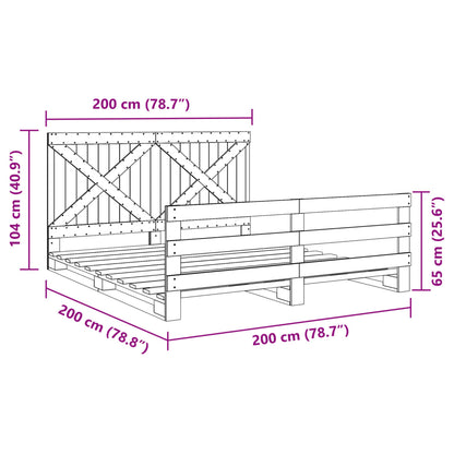 Bed Frame without Mattress with Headboard 200x200 cm Solid Wood