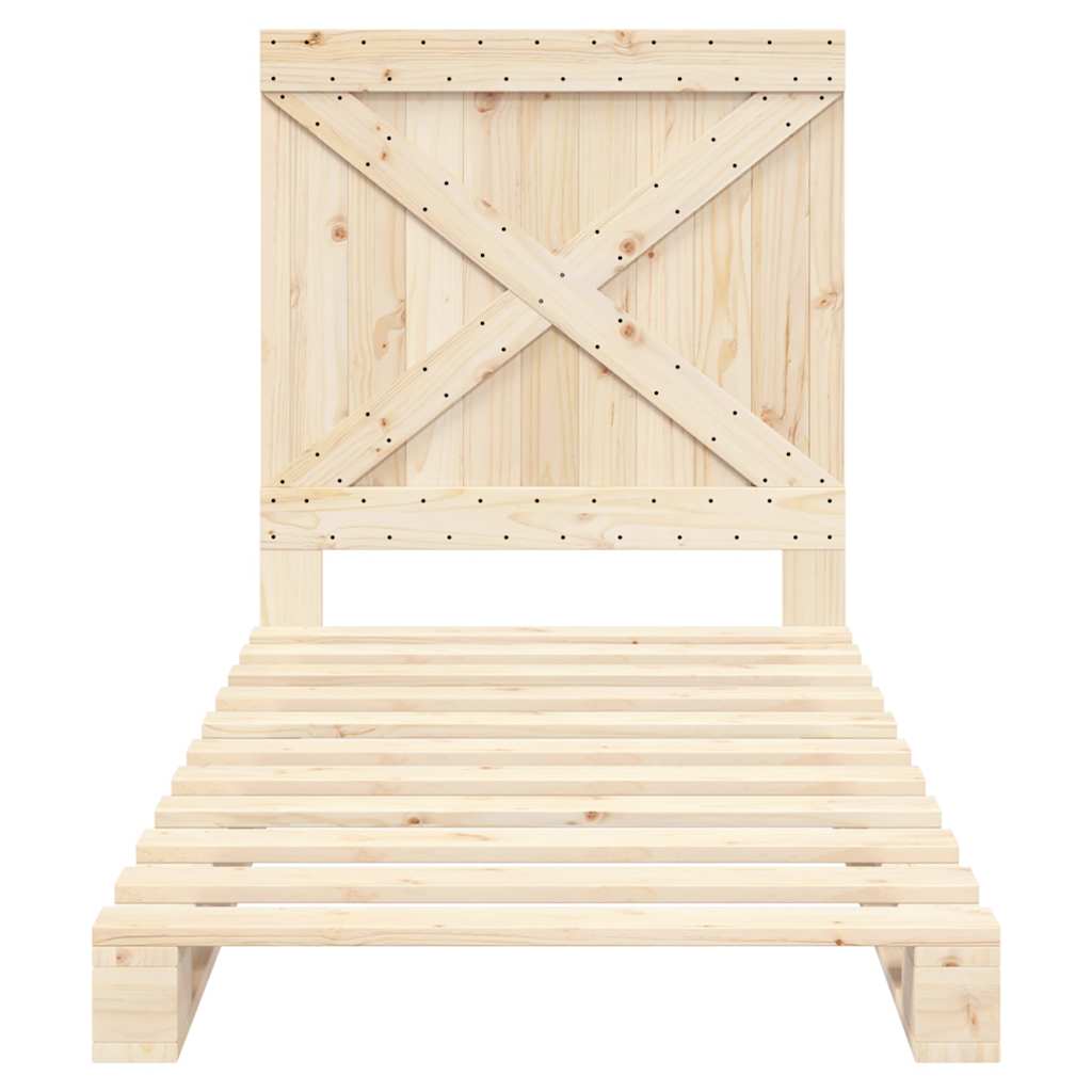 Bed Frame without Mattress with Headboard 90x200 cm Solid Wood