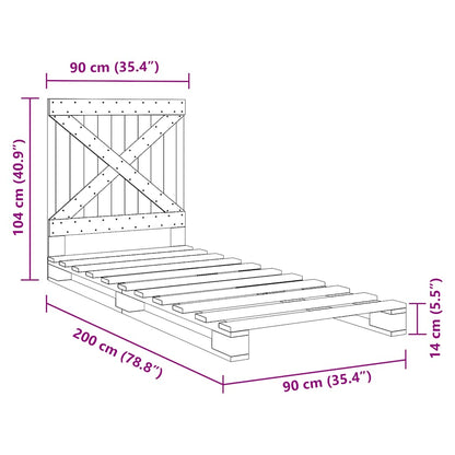 Bed Frame without Mattress with Headboard 90x200 cm Solid Wood