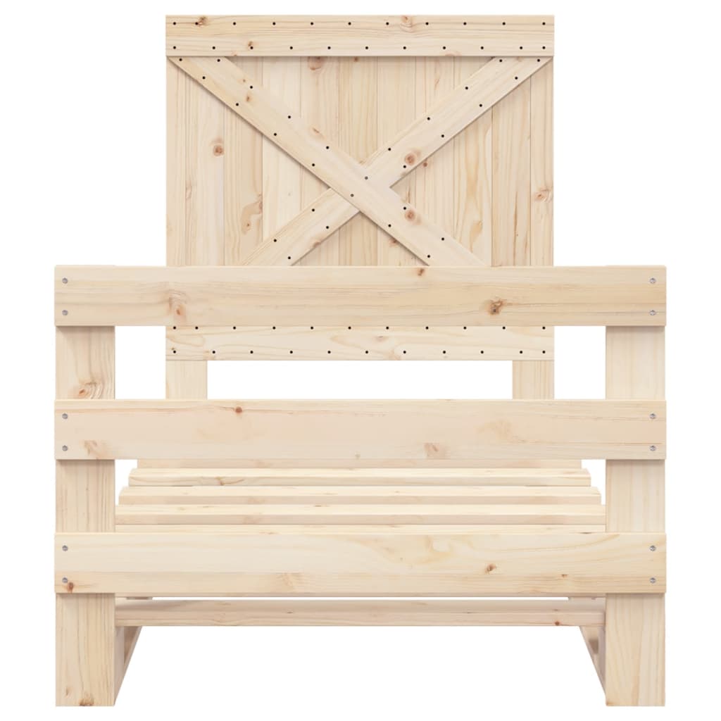 Bed Frame without Mattress with Headboard 90x200 cm Solid Wood