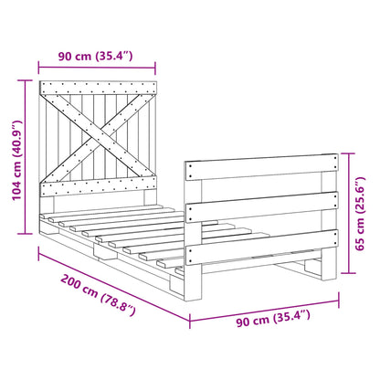 Bed Frame without Mattress with Headboard 90x200 cm Solid Wood