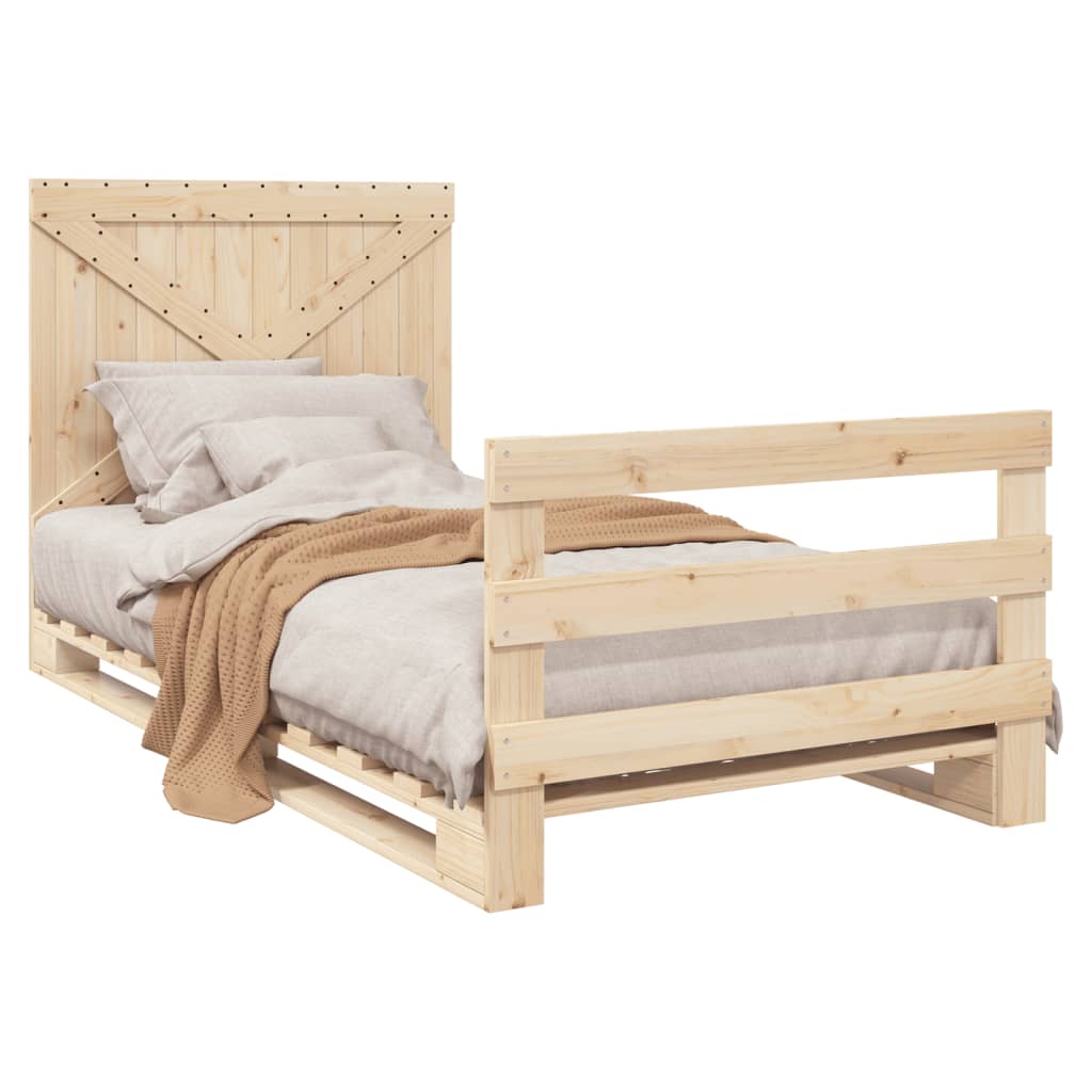 Bed Frame without Mattress with Headboard 100x200 cm Solid Wood