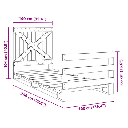 Bed Frame without Mattress with Headboard 100x200 cm Solid Wood